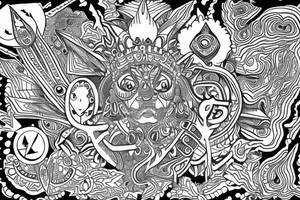 Evil sadu old-school trippy meditating tattoo idea