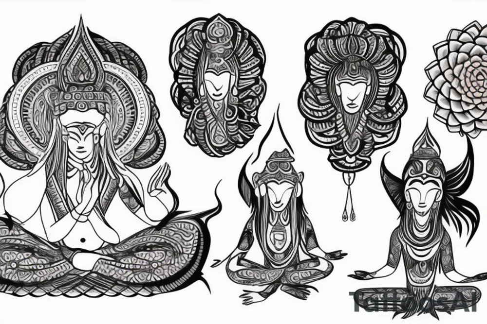 Evil sadu old-school  meditating tattoo idea