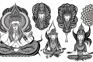 Evil sadu old-school  meditating tattoo idea