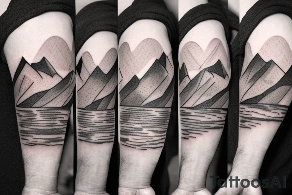 Mountains with campfire tattoo idea