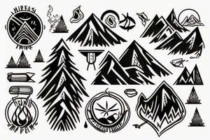 Mountains with campfire tattoo idea
