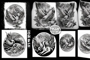 Mountains with phoenix rising tattoo idea
