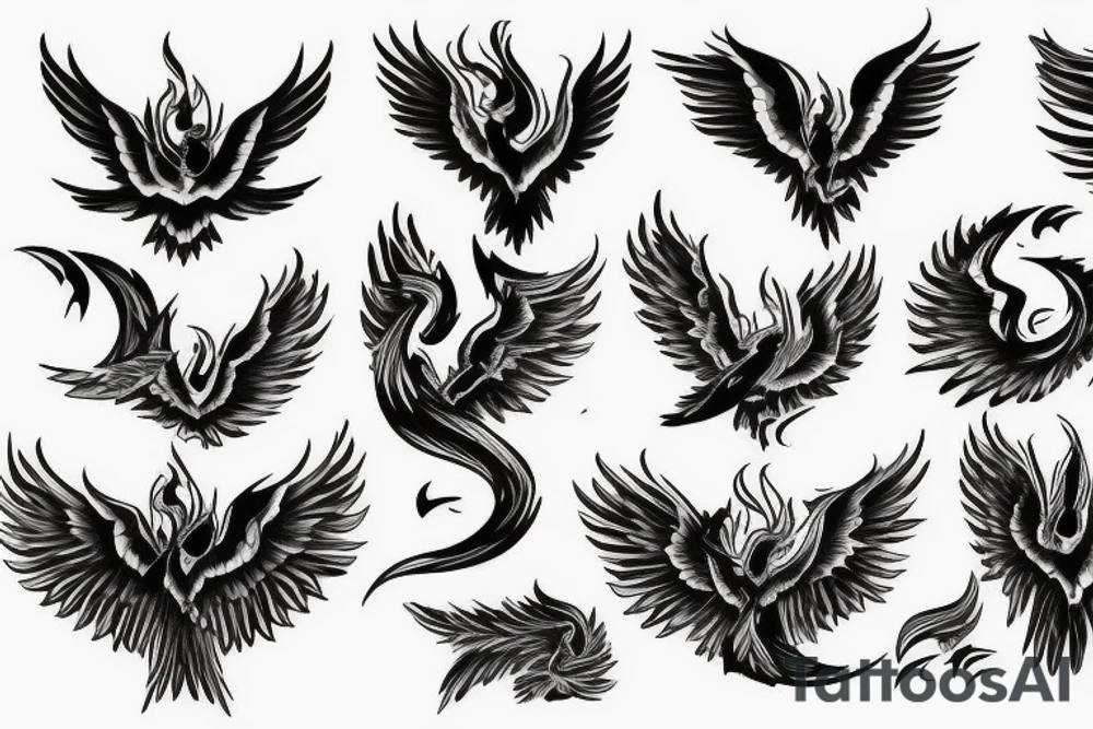 Mountains with phoenix rising tattoo idea