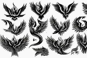 Mountains with phoenix rising tattoo idea