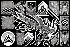 Mountains with phoenix rising tattoo idea