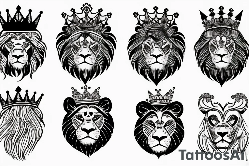 Lion with a crown tattoo idea