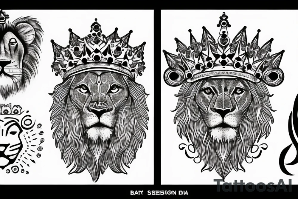 Lion with a crown tattoo idea