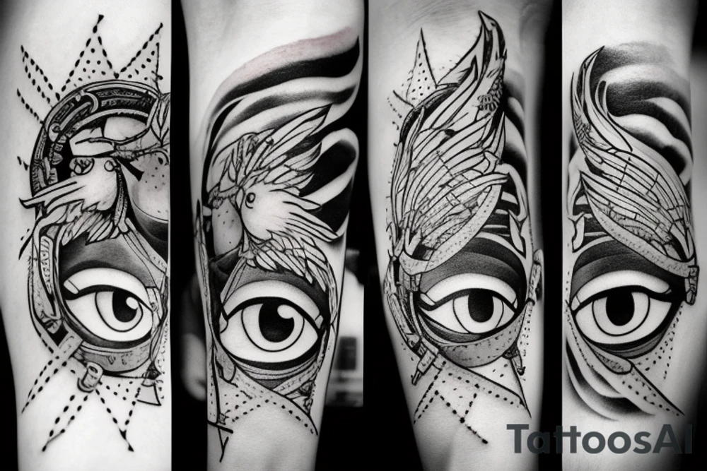 Clouds, a sword and an eye tattoo idea