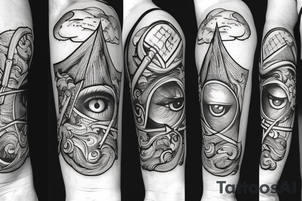 Clouds, a sword and an eye tattoo idea