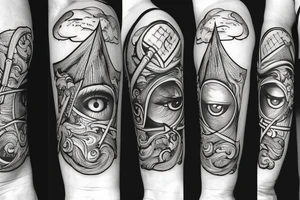 Clouds, a sword and an eye tattoo idea
