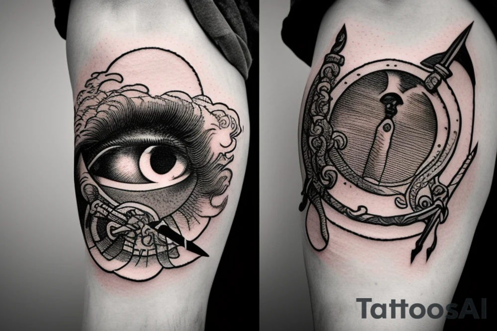 Clouds, a sword and an eye tattoo idea