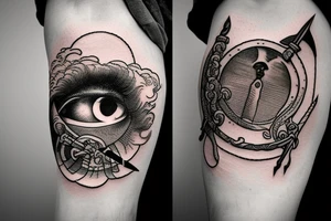 Clouds, a sword and an eye tattoo idea
