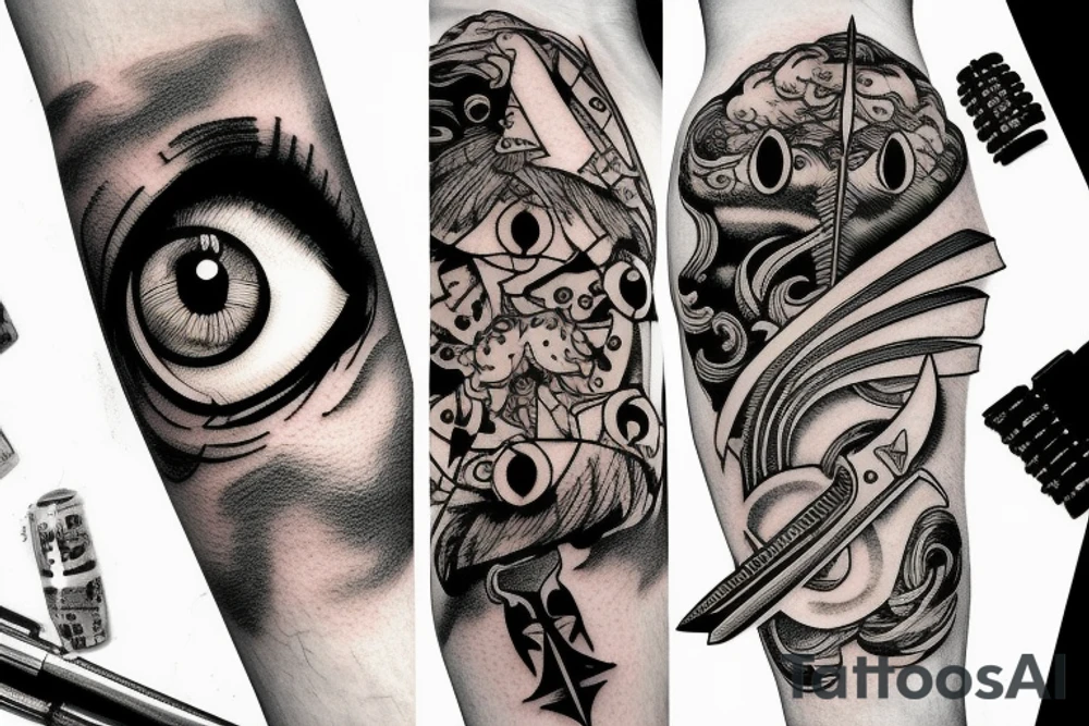 Clouds, a sword and an eye tattoo idea
