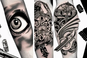 Clouds, a sword and an eye tattoo idea