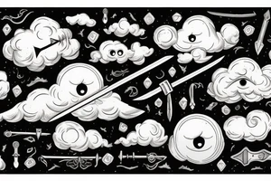 Clouds, a sword and an eye tattoo idea