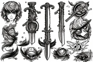 Clouds, a sword and an eye tattoo idea