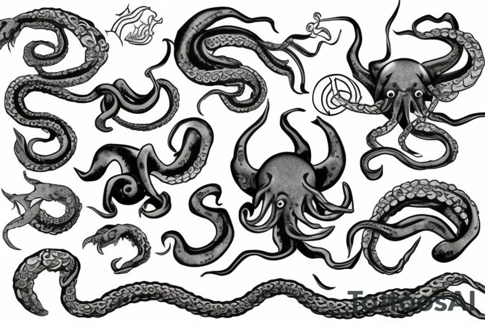 Kraken with ship tattoo idea
