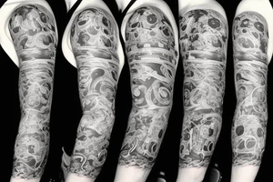 Tentacles around arm sleeve tattoo with ship an ocean tattoo idea