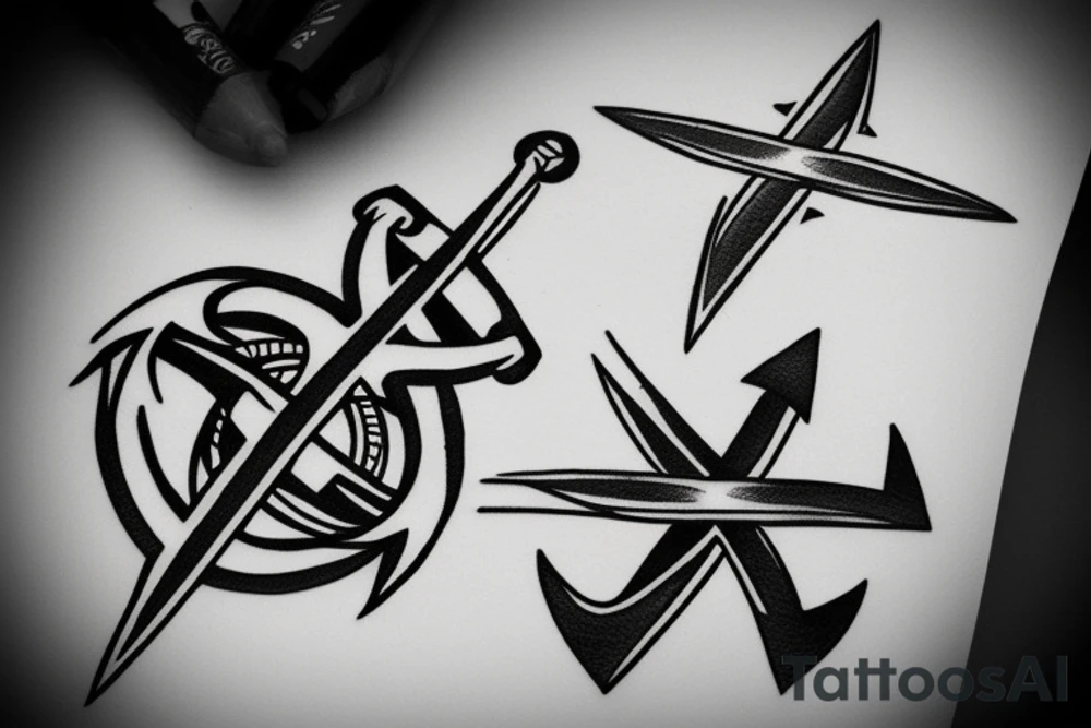 Anchor compass arrow in one form tattoo idea