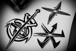 Anchor compass arrow in one form tattoo idea