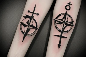 Anchor compass arrow in one form tattoo idea