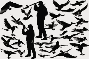 Silhouette of duck hunting with son tattoo idea