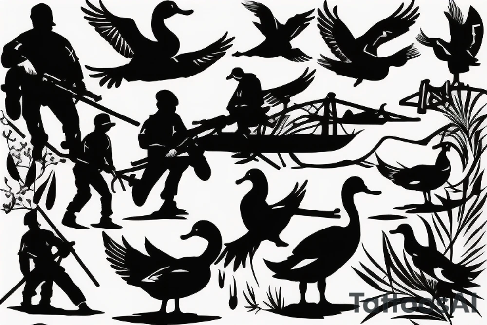 Silhouette of duck hunting with son tattoo idea