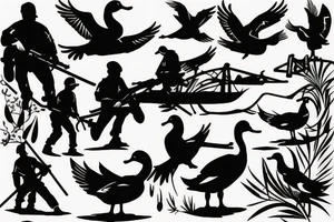 Silhouette of duck hunting with son tattoo idea