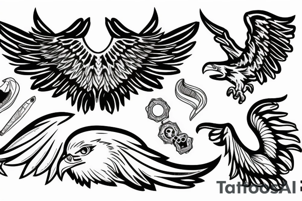 Wing of an eagle and a navigation star tattoo idea