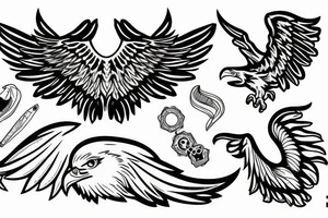 Wing of an eagle and a navigation star tattoo idea