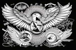Wing of an eagle and a navigation star tattoo idea