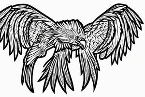 Wing of an eagle attached to a staf tattoo idea