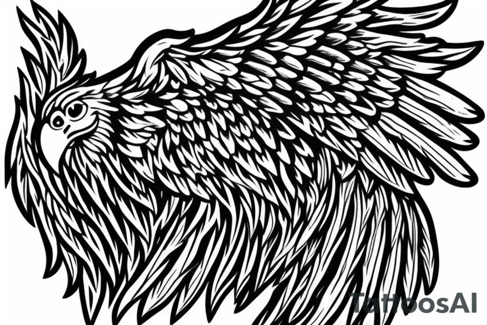Wing of an eagle attached to a staf tattoo idea