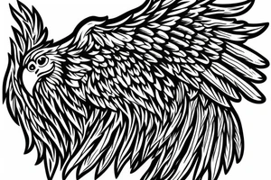 Wing of an eagle attached to a staf tattoo idea