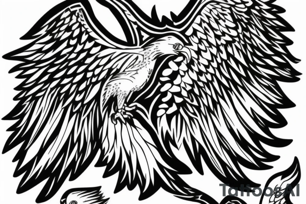 Wing of an eagle attached to a star tattoo idea