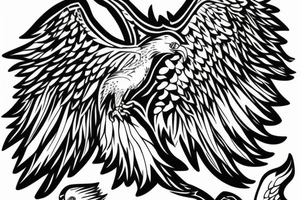 Wing of an eagle attached to a star tattoo idea