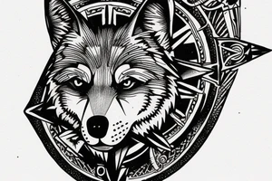 wolf head with broken compass tattoo idea