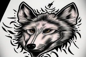 wolf head with a Rome clock tattoo idea