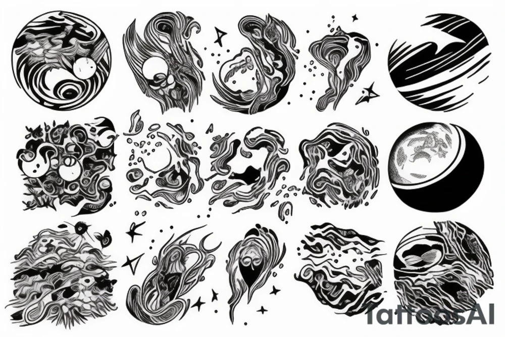 woman in the universe handling the planets tattoo idea