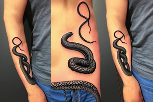 A black mamba snake climbing on a staff tattoo idea