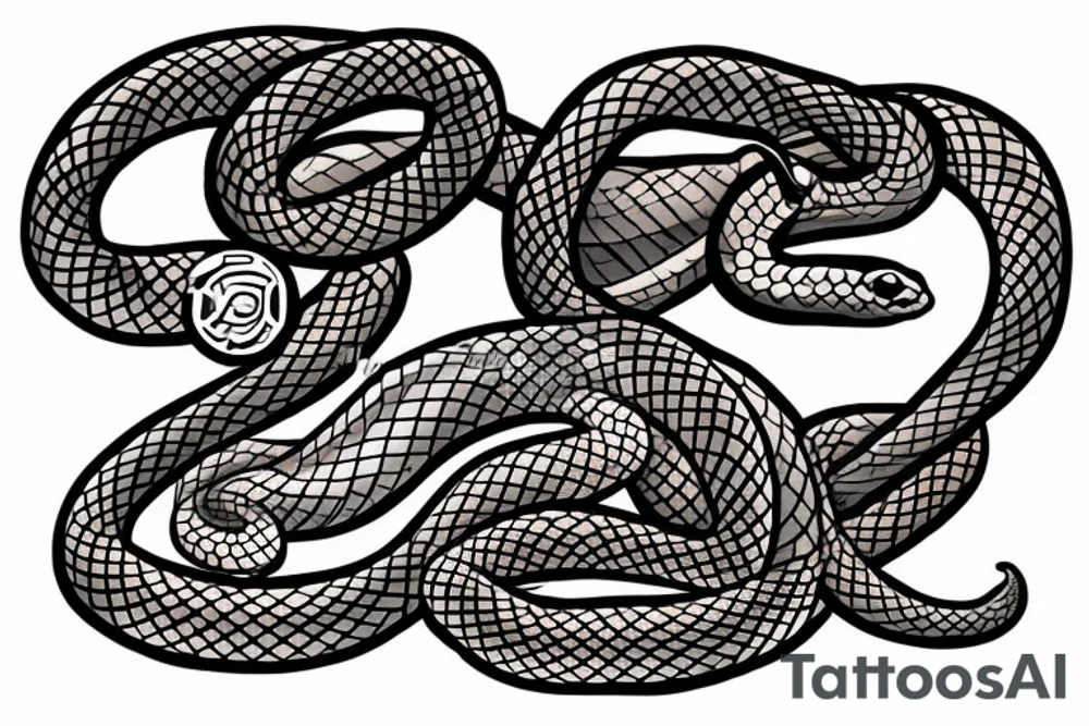 A snake doing 2 and a half rounds on a staff tattoo idea