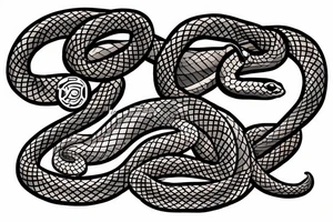 A snake doing 2 and a half rounds on a staff tattoo idea