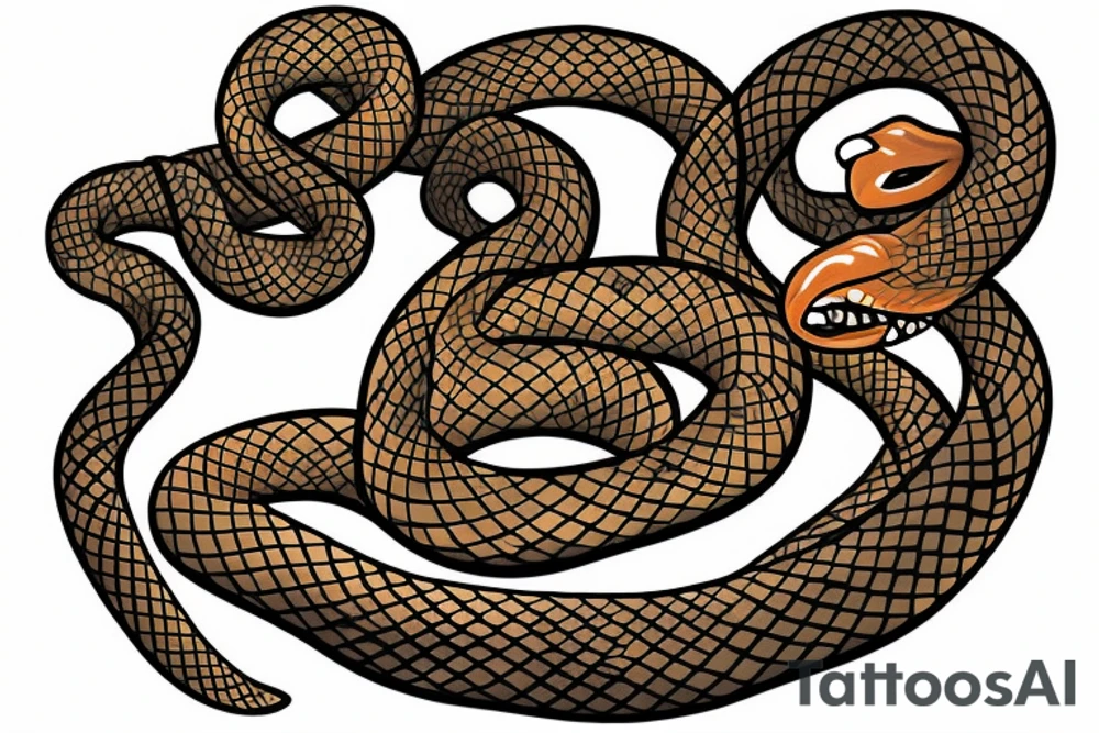 A snake doing 2 and a half rounds on a staff tattoo idea
