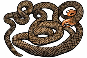 A snake doing 2 and a half rounds on a staff tattoo idea