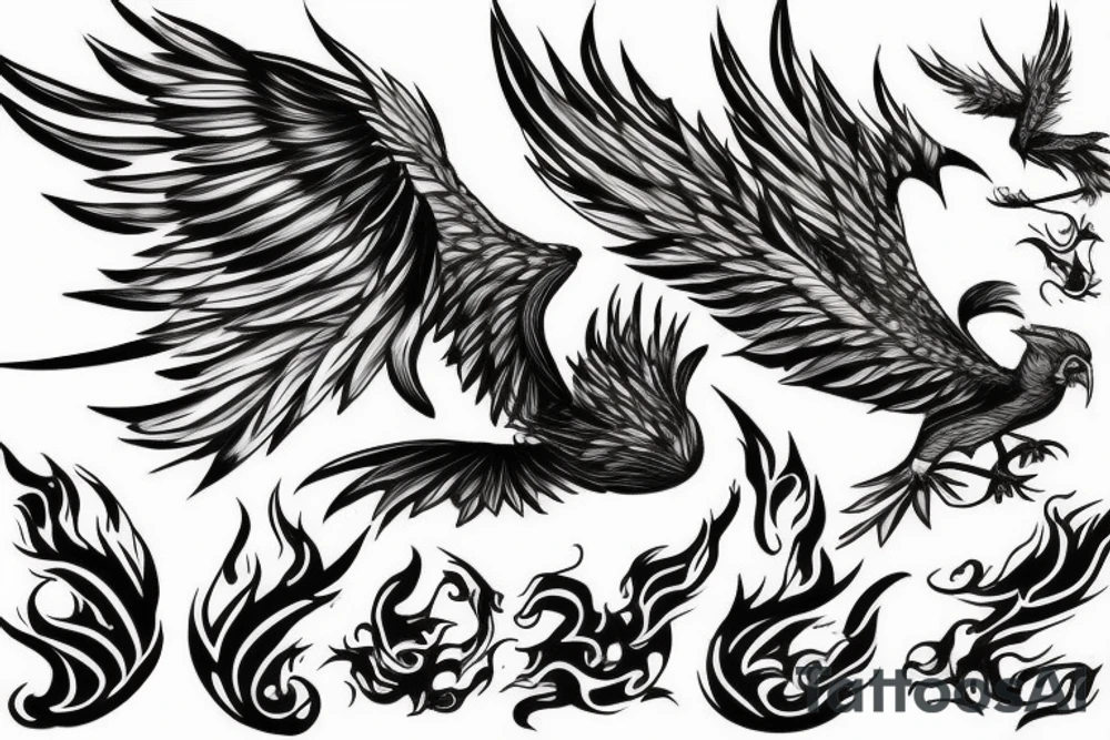 fire phoenix bird flying upwards with long tail tattoo idea fire phoenix bird flying upwards with long tail tattoo idea