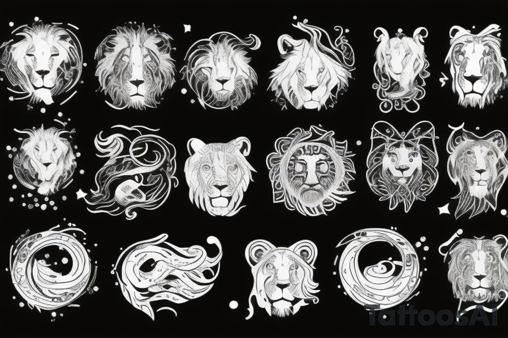 Leo star sign, lion constellation in a swirling galaxy tattoo idea