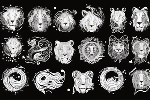 Leo star sign, lion constellation in a swirling galaxy tattoo idea