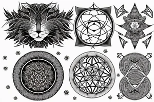 tabby cat with sacred geometry tattoo idea