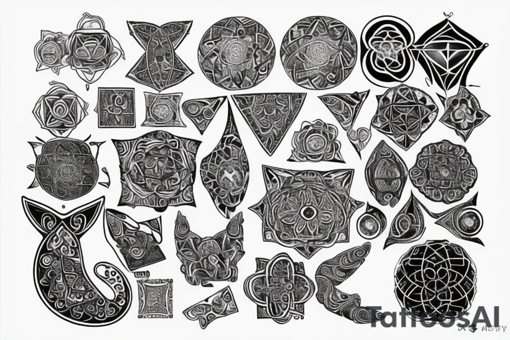 tabby cat with sacred geometry tattoo idea