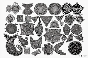 tabby cat with sacred geometry tattoo idea